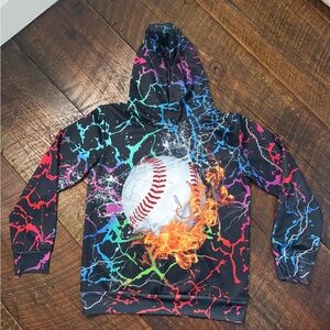 Colorful Baseball Graphic Hoodie Size L